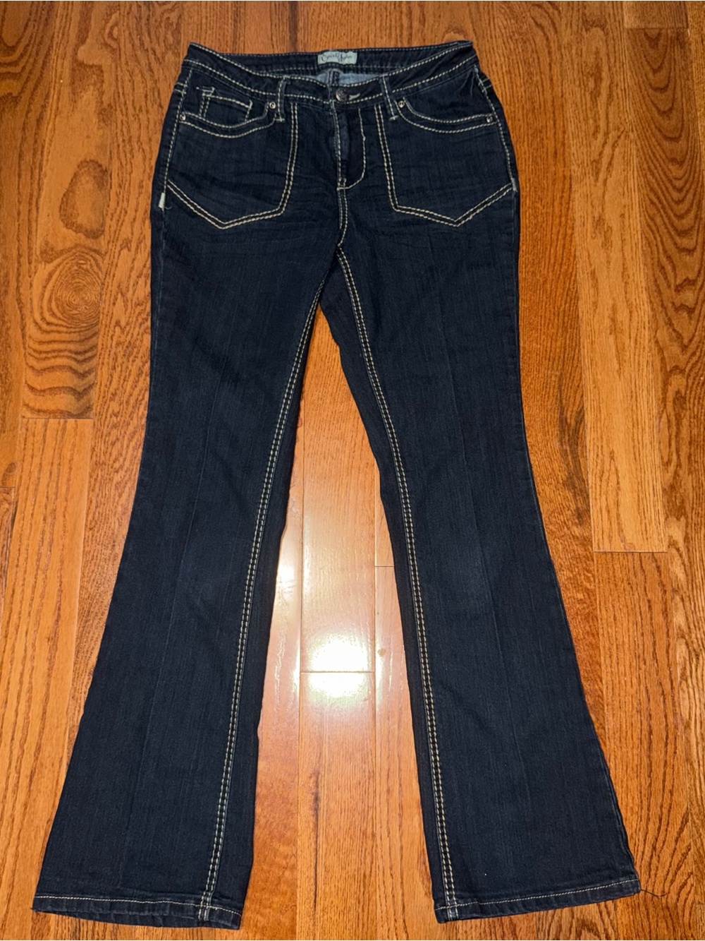 Earl Jeans Dark Blue Flare Jeans with Contrast Stitching
